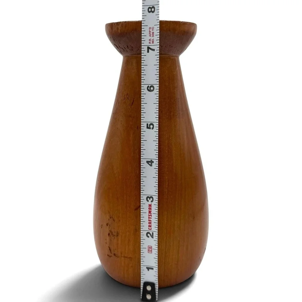 Vintage MCM Turned Wood Bud Vase Weed Pot Danish Modern 7.75